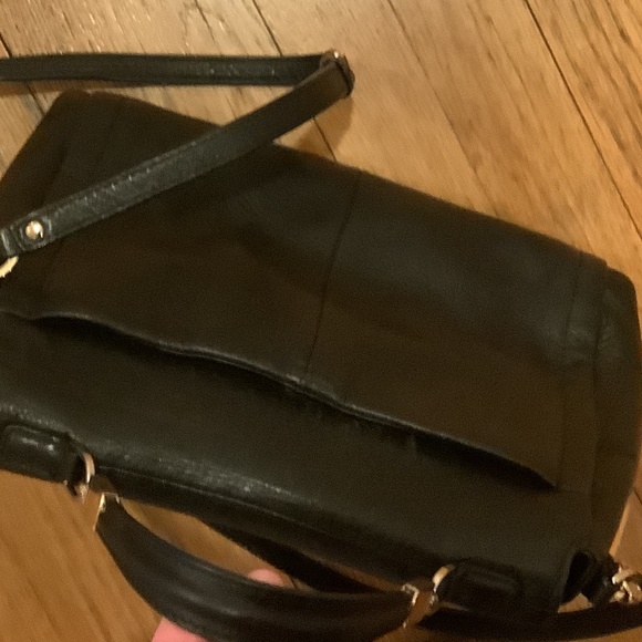 COACH Top Handle Satchel Crossbody Black Leather with Royal Blue Interior - Picture 7 of 13